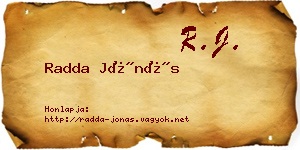 Radda Jónás névjegykártya