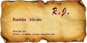 Radda Jónás névjegykártya
